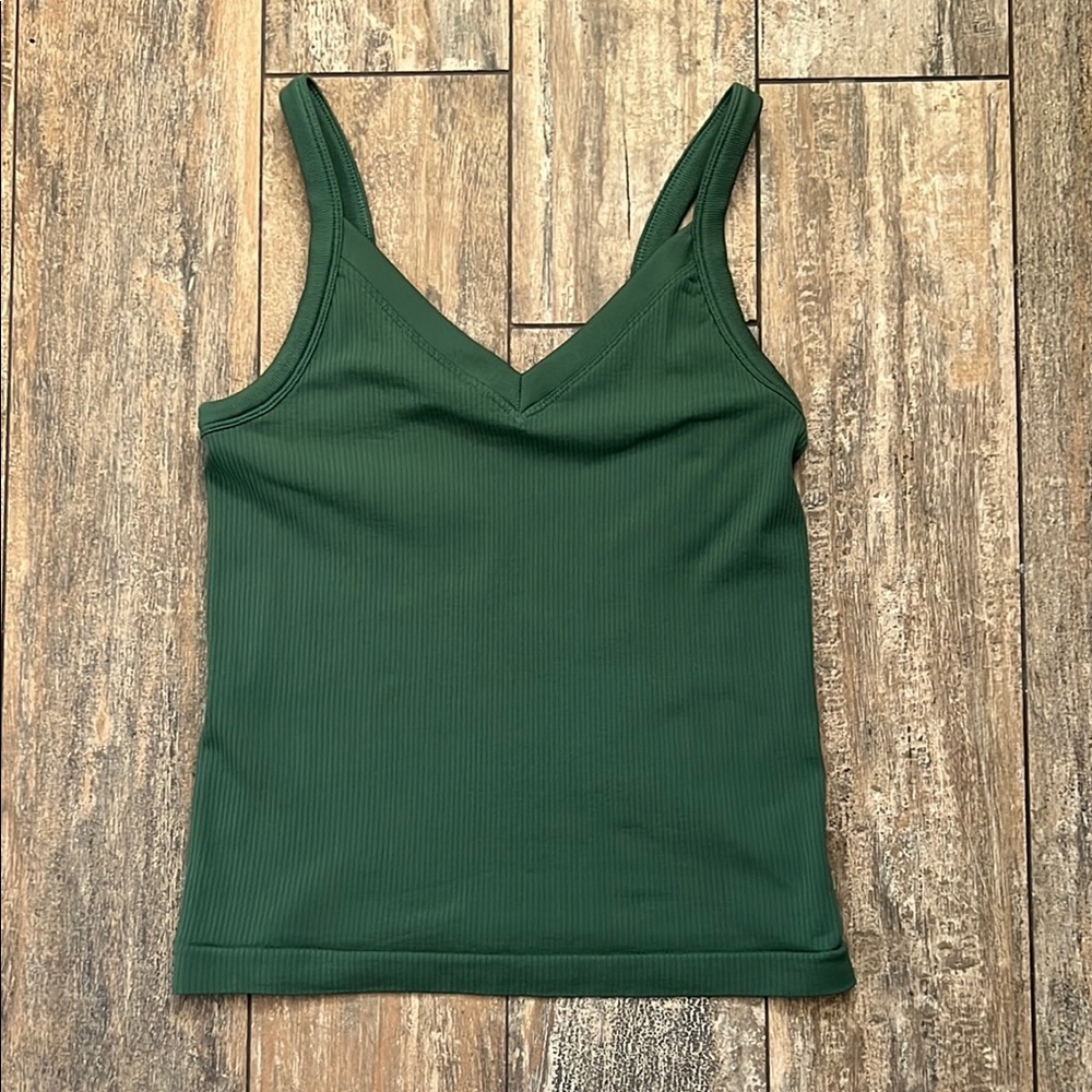 Green Ribbed Women's Tank Top